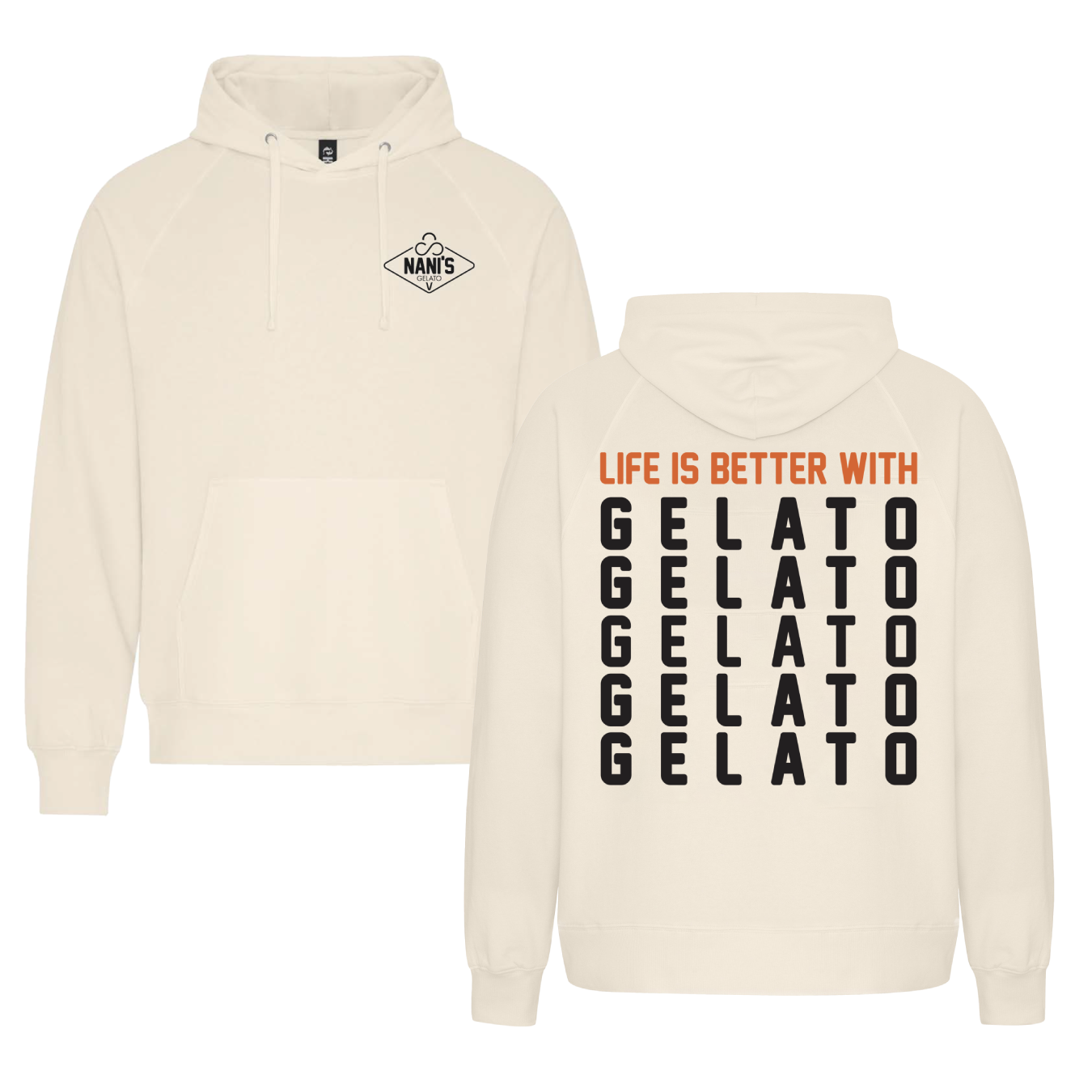 Nanis - Life Is Better - French Terry Hoodie - Ivory